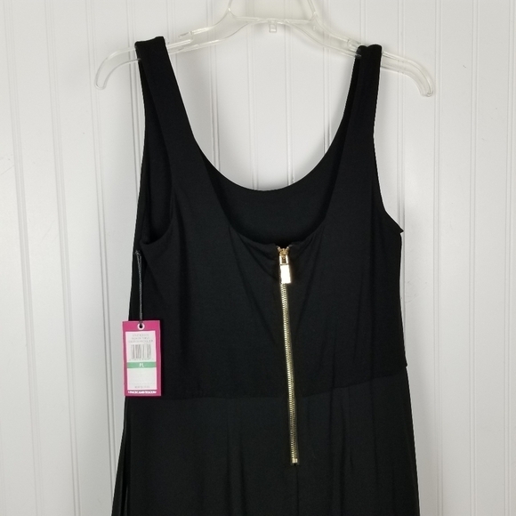 Vince Camuto Black and White Chiffon Sheer Overlay Tank Maxi Dress Petite Large - Picture 11 of 12